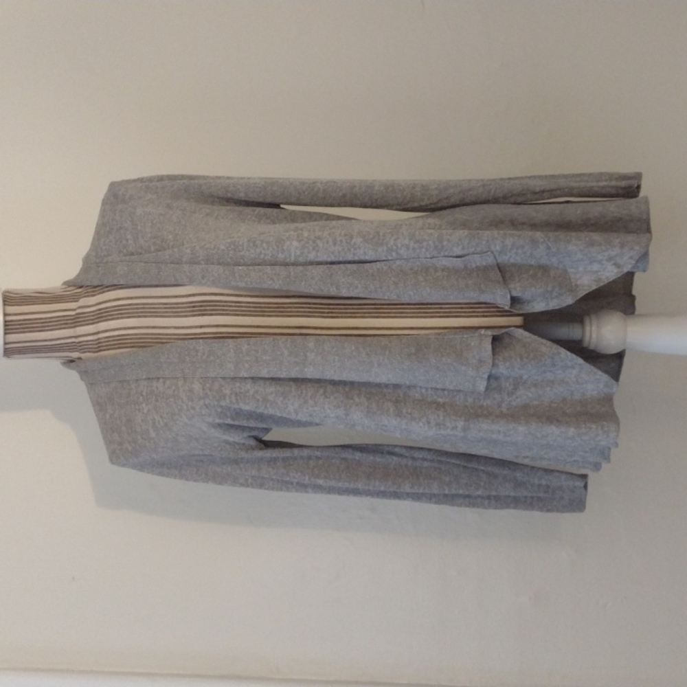 Eileen Fisher Gray Linen Blend Open Drape Cardigan Tunic Sweater Size S